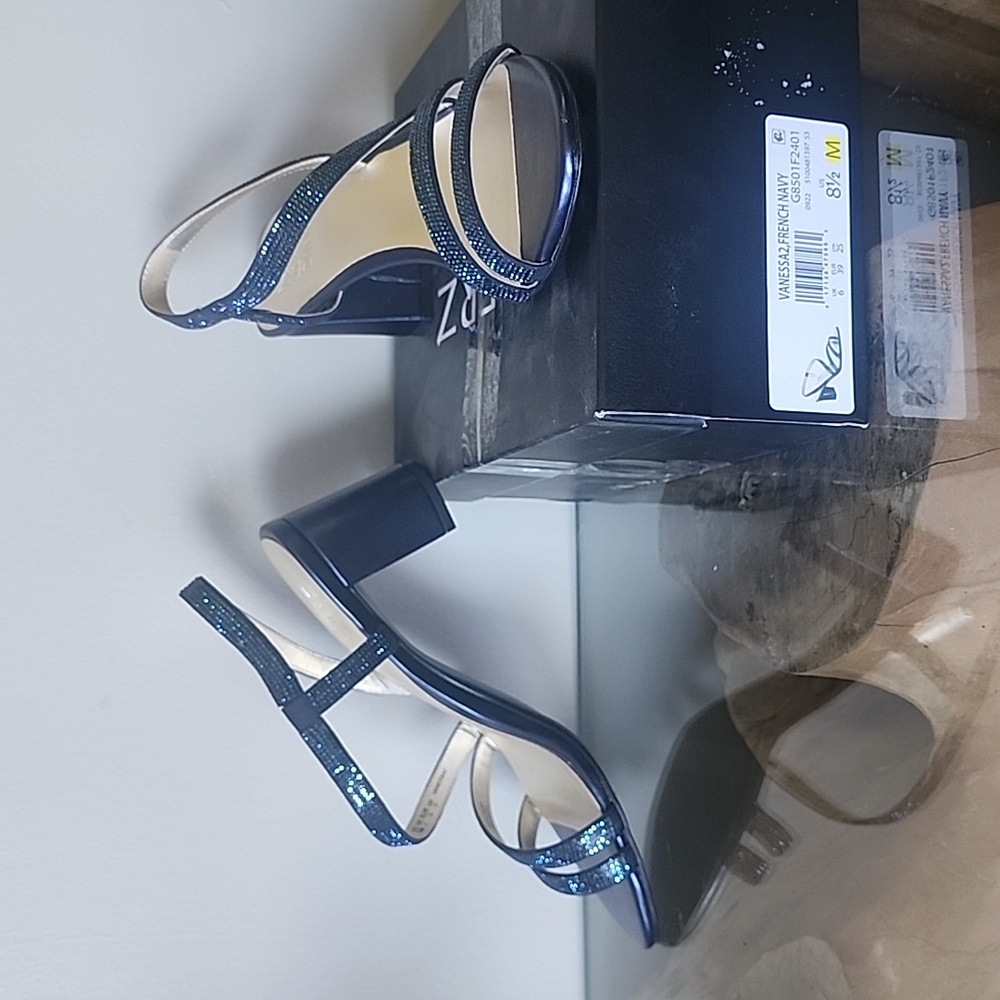 NATURALIZER Vanessa 2 French Navy Sparkle Strappy Heels Womens 8.5